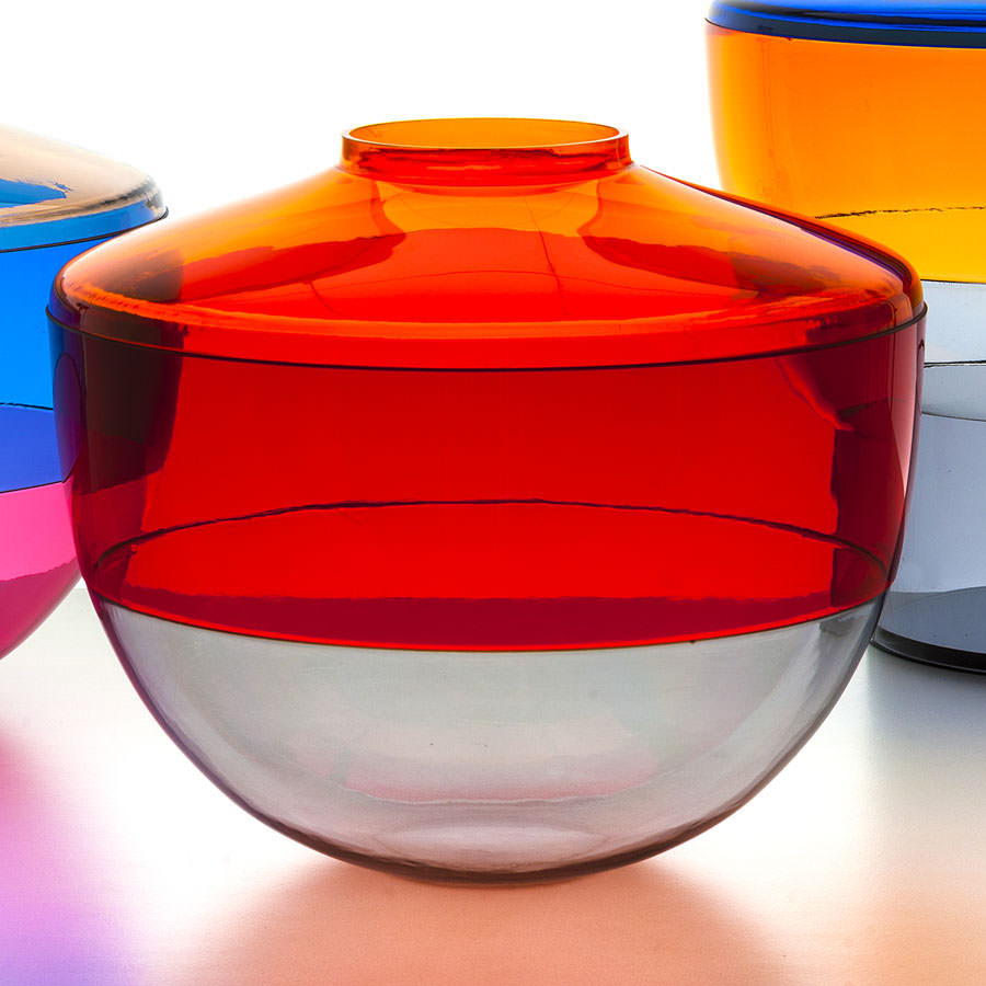 Kartell Shibuya Vase by Christophe Pillet in Orange Red Grey Stardust