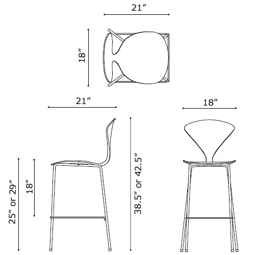 Norman Cherner Counter Bar Stool Chrome Base in White Lacquer ...
