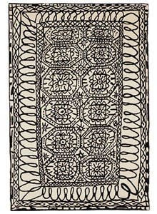 Nanimarquina Black on White Estambul Rug by Javier Mariscal
