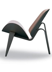 Carl Hansen CH 07 Shell Lounge Chair in Walnut Oil and Elmo Baltique<br>by Hans J Wegner