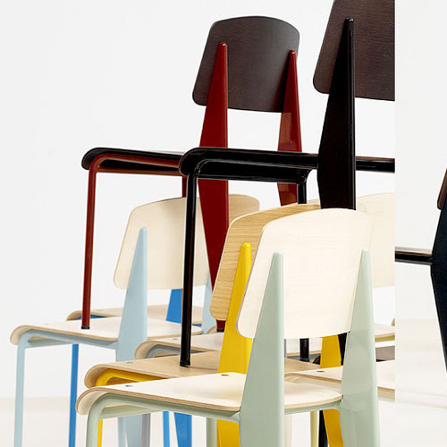 Black Frame w. Natural Oak Jean Prouvé Standard Chair Vitra Standard