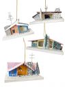 Mid-Century Modern Christmas Ornament Houses Set of 4