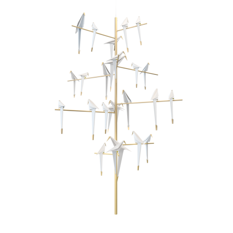 Moooi PERCH Light Tree Chandelier with 25 Birds  by Umut Yamac