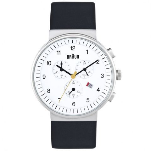 Braun Mens BN0035WHBKG Classic Chronograph Modern Watch - White