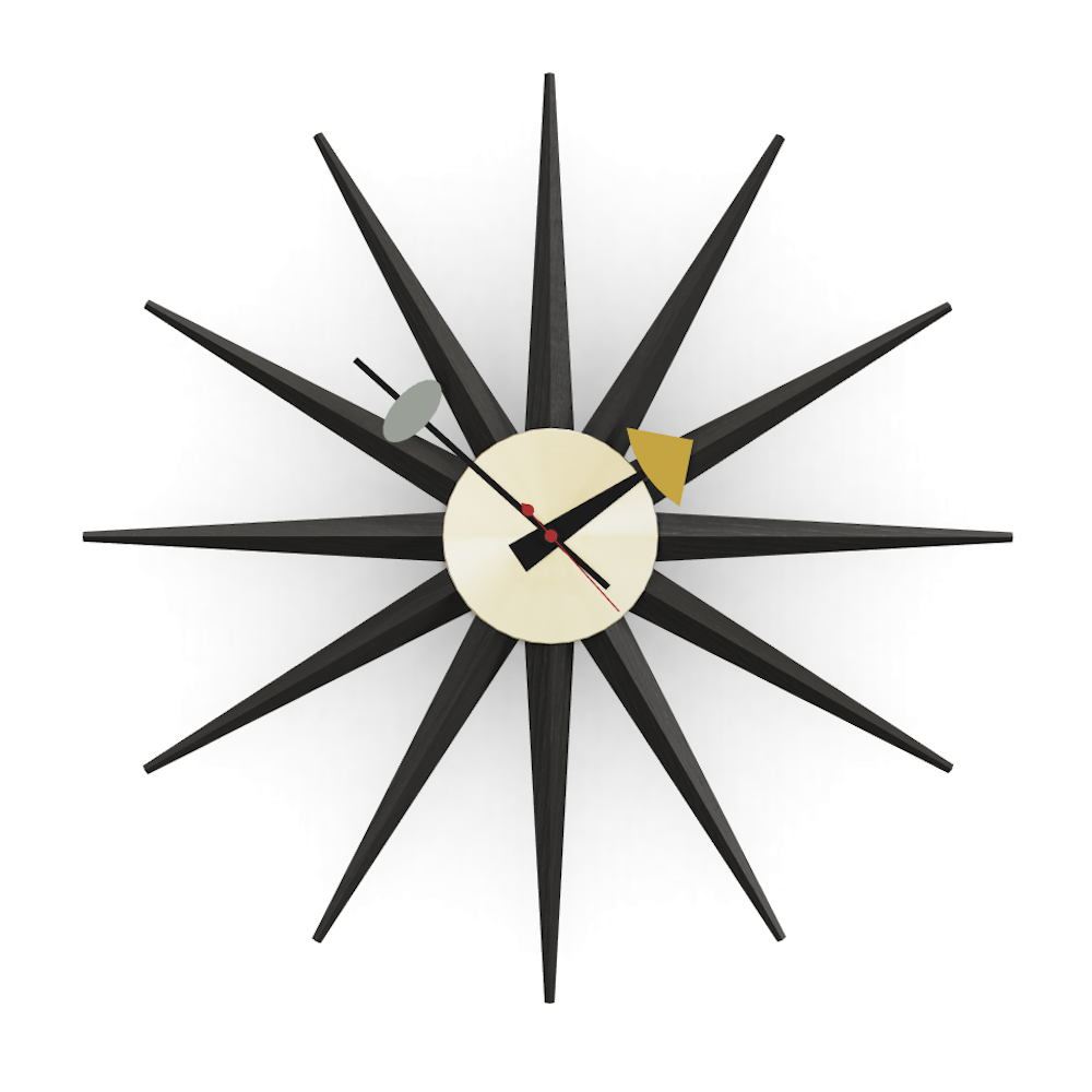 Vitra SUNBURST Wall Clock by George Nelson - Black/Brass