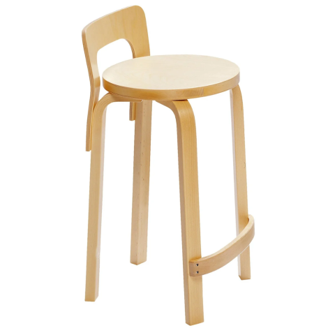 Artek High Chair K65 Kitchen/Bar Stool by Alvar Aalto