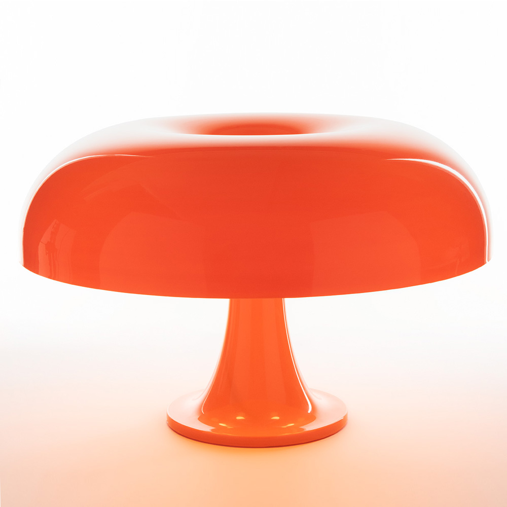 Artemide Nesso Modern Round Table Lamp, White/Orange