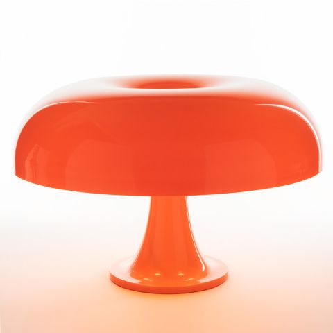 Artemide Nesso Modern Round Table Lamp, White/Orange
