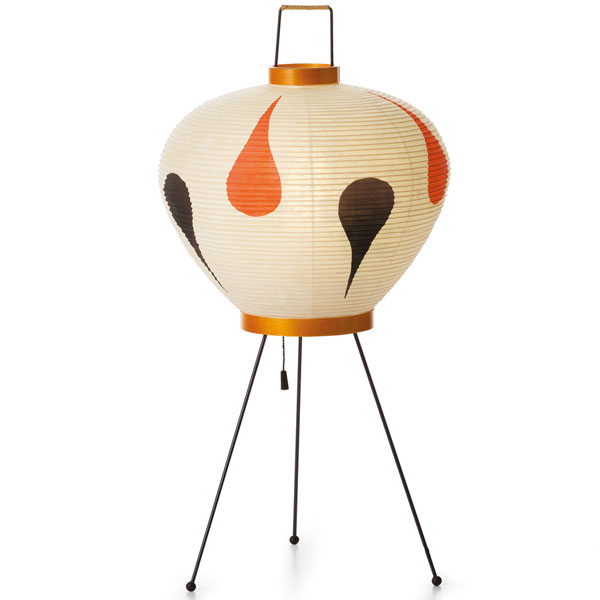 3AD Akari Table Lamp w/Japanese Paper Lantern Lamp Shade, Orange/Black
