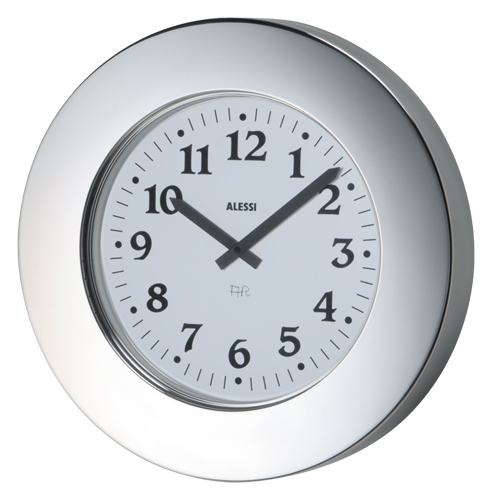 Alessi 16 Inch Momento Decorative Wall Clock Stainless Modern Alessi Momento Round Wall Clock By Aldo Rossi Stainless Steel