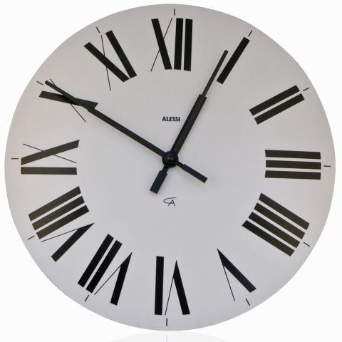 Alessi Firenze White Wall Clock with Roman Numerals