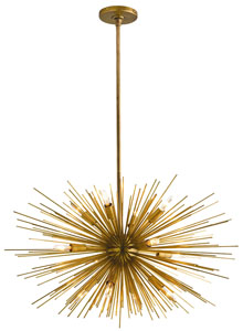 ASTRA Mid-Century Sputnik Chandelier w/12 Lights, Brass