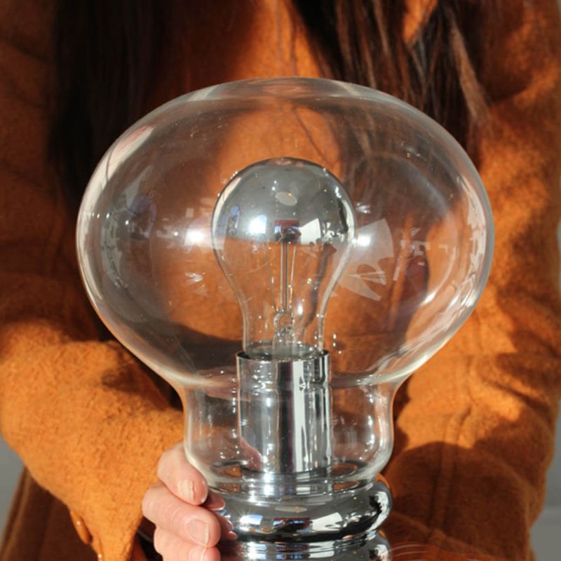 Bulb 11.8-in Clear Glass w/Steel Table Lamp by Ingo Maurer