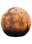 Tattoo Modern Round Pouf - Faux Portasanta Marble Pattern Fabric, Rus/Brown