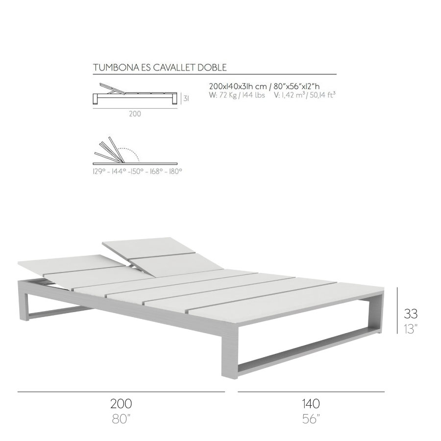 Double Outdoor Chaise Lounge Es Cavallet Gandia Blasco Stardust