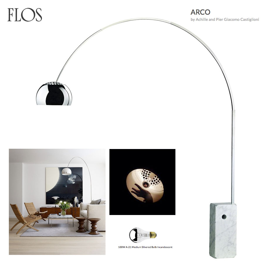 Arco Floor Lamp Original Flos White Marble Base Stardust Arco Floor Lamp