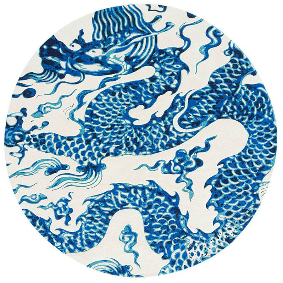 Gandia Blasco Blue China Chinese Dragon Drawing Rug Round Colors Stardust Gandia Blasco Blue China Chinese Dragon Drawing Rug Round Colors Stardust