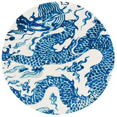 Gandia Blasco Blue China - Chinese Dragon Drawing Rug Round - Colors