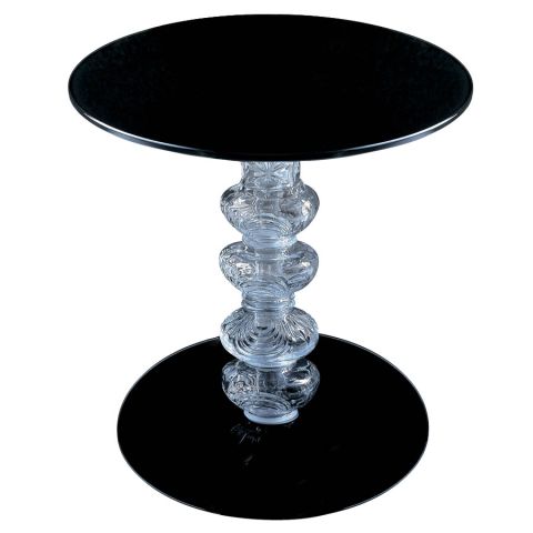 Glas Italia Calice Round Glass End Table in Black by Piero Lissoni