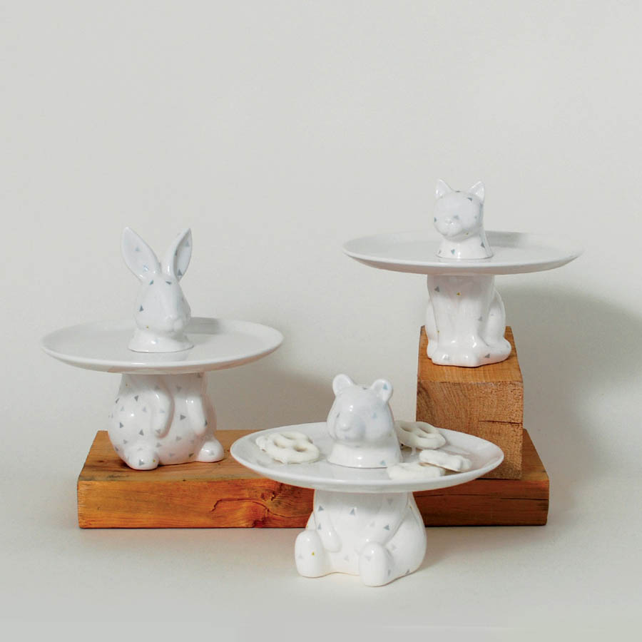 Menagerie Rabbit Decorative Serving Plate Cake Stand Stardust