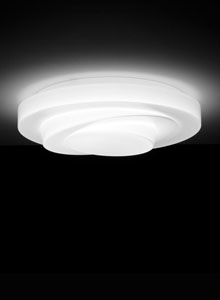 Leucos Round Murano Blown Glass Ceiling Light Fixture, White