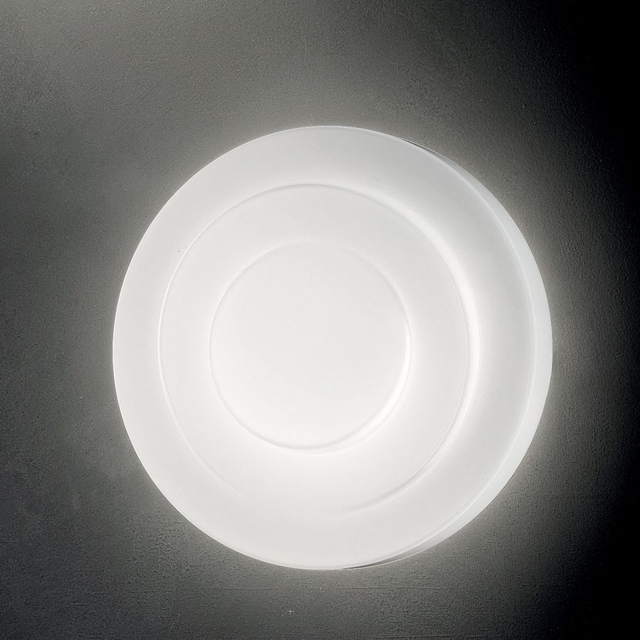 Leucos Round Murano N Glass Ceiling Light Fixture White