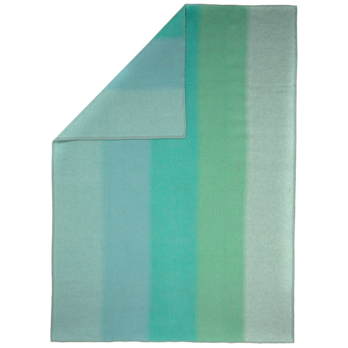 Soft Lime GreenStripe Tint Throw 100 New Zealand Brushed Wool Blanket