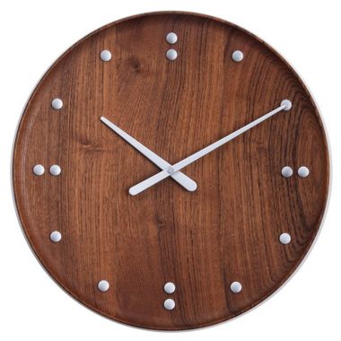 Finn Juhl Modern 13.8" Round Wall Clock by ArchitectMade, Teak Wood