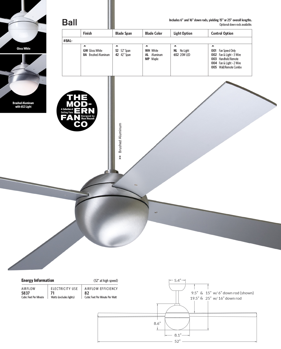 Ball Ceiling Fan By Modern Fan Company