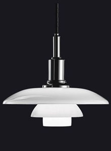 Louis Poulsen PH 3/2 White Glass Pendant Light by Poul Henningsen