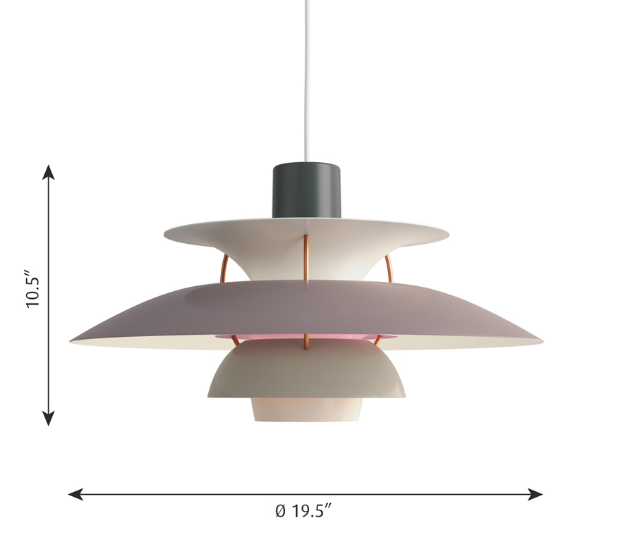 Louis Poulsen Grey Ph5 Pendant Light By Poul Henningsen