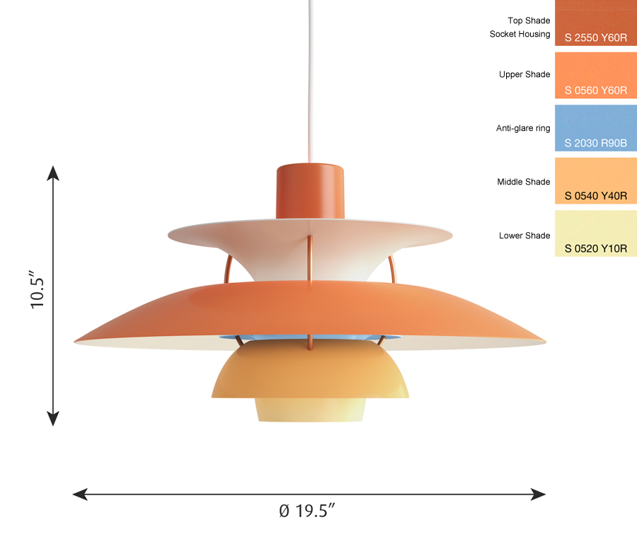 Orange Ph5 Louis Poulsen Pendant Light Stardust