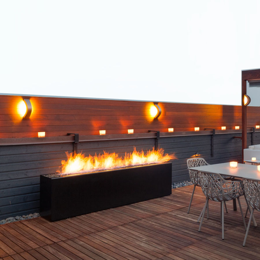 Komodo® Outdoor Fireplace | Paloform Paloform Komodo Modern Rectangular Outdoor Fire Pit with Powder-Coated Finishes or Corten Weathering Steel. The Komodo Outdoor Fireplace comes with Natural Gas or Propane Fueled.