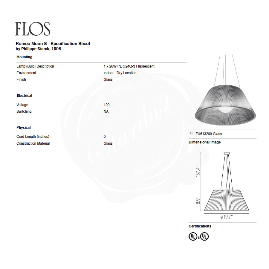 ciffer rørledning kanal Starck Romeo Moon Large S2 Pendant by Flos Lighting | Stardust