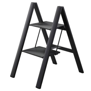 Folding UltraSlim Aluminum 2-Step Ladder Stool 300 Load Capacity