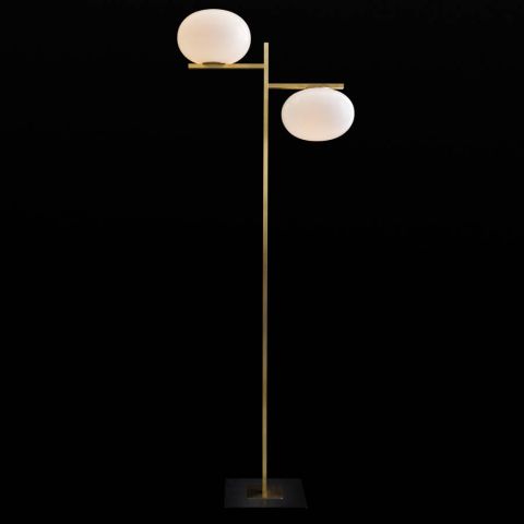 Alba® 67.7-in Double-Globe Glass/Brass Floor Lamp by Oluce™