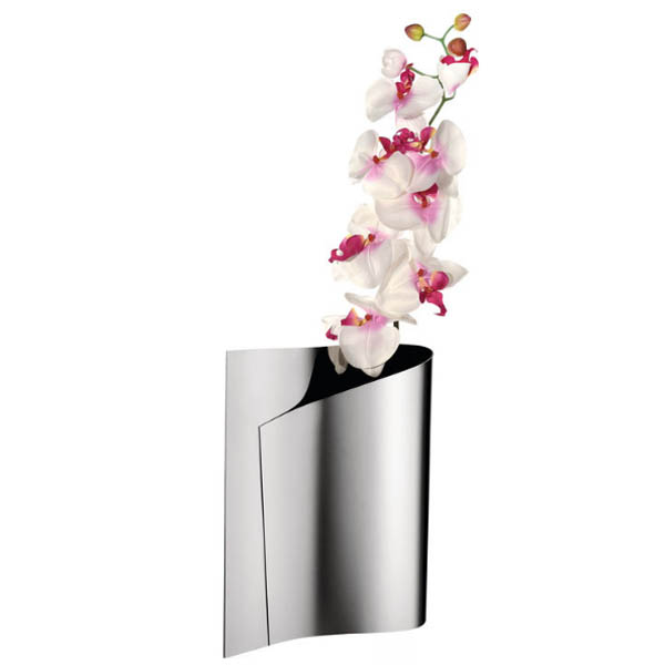 E-LI-LI Decorative Lily Shaped Flower Vase in Steel by Alessi