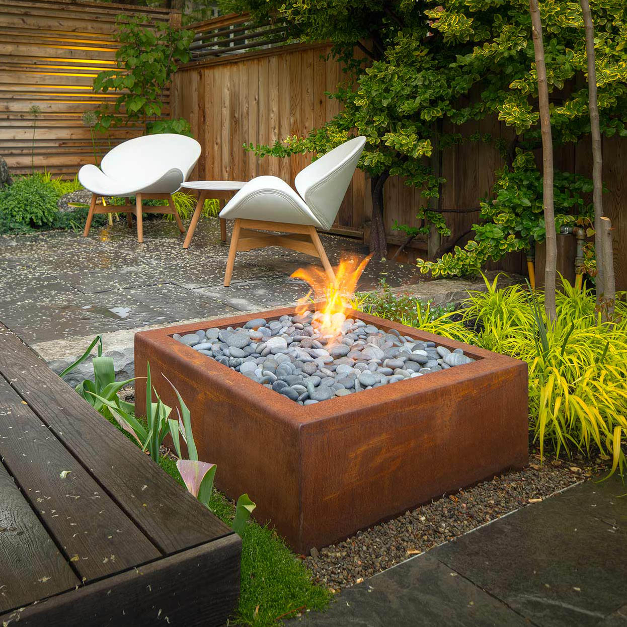 Bento Square Outdoor Fire Pit In Corten Steel By Paloform Stardust