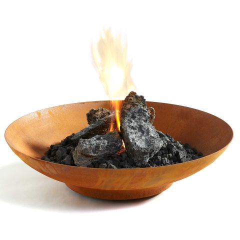 Paloform Bol Round Fire Bowl Pit in Corten Steel, Gas/Propane