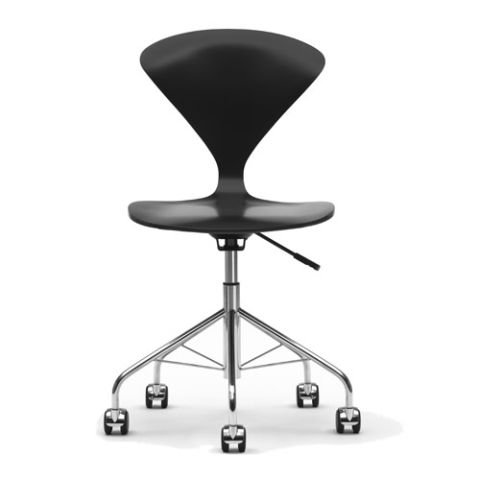 Norman Cherner Office Task Chair Swivel Base Ebony Lacquer Seat