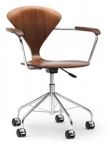 Norman Cherner Task Armchair Swivel Base with Classic Walnut Seat