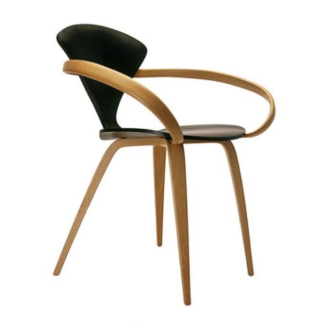 Norman Cherner Armchair Ebony Seat with Natural Beech Arms and Legs