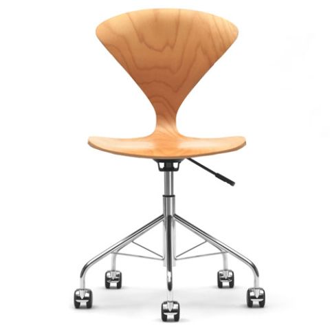 Norman Cherner Office Task Chair Swivel Base Natural Beech Seat