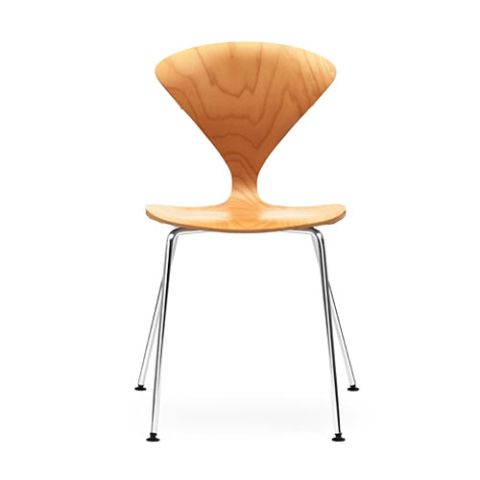 Norman Cherner Stacking Side Chair Chrome Base Natural Beech Seat