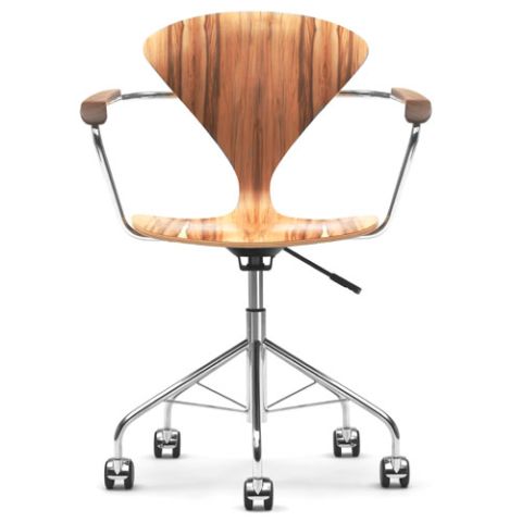 Norman Cherner Task Armchair Swivel Base with Red Gum Seat