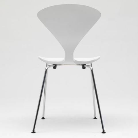 Norman Cherner Stacking Side Chair Chrome Base White Lacquer Seat