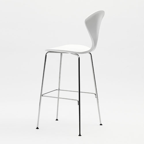 Norman Cherner Counter Bar Stool Chrome Base In White Lacquer Norman Cherner Counter Bar Stool ... - Norman Cherner Counter Bar Stool Chrome Base In White Lacquer