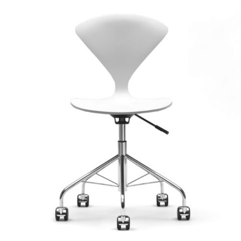 Norman Cherner Office Task Chair Swivel Base White Lacquer Seat