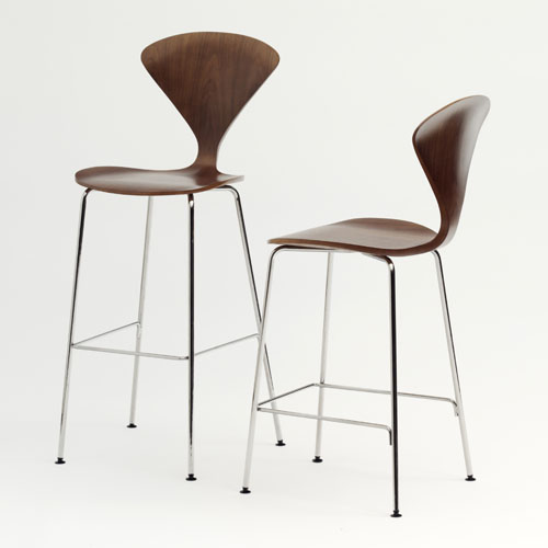 Norman Cherner Counter Bar Stool Chrome Base In Classic Walnut Norman Cherner Counter Bar Stool ... - Norman Cherner Counter Bar Stool Chrome Base In Classic Walnut