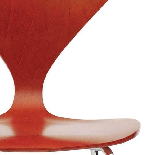 norman cherner stacking side chair chrome base stella orange seat